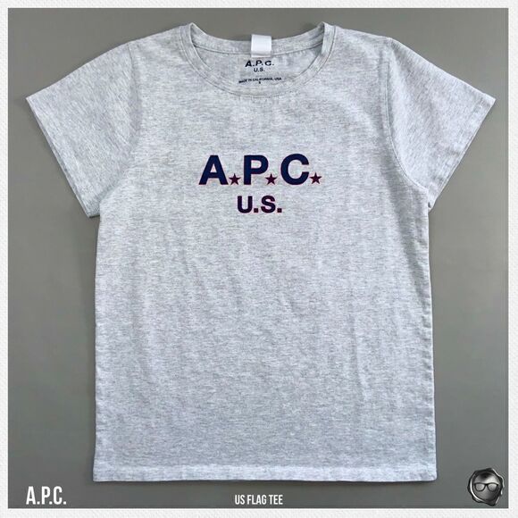 A.P.C. U.S. FLAG TEE IN GREY MELANGE 2017 U.S. CAPSULE COLLECTION T-SHIRT NWT - Picture 1 of 14